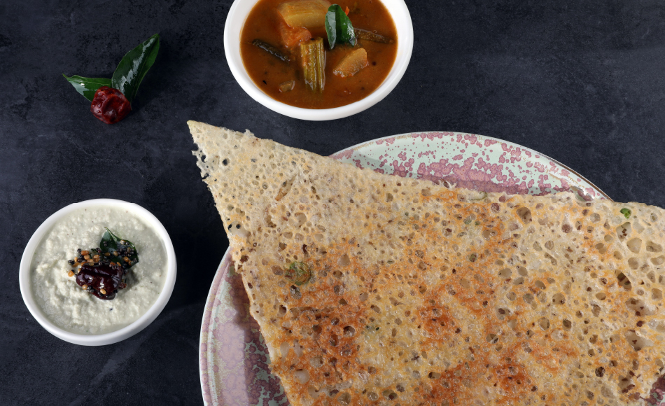 Savoury semolina crepe, coconut chutney, sambar.